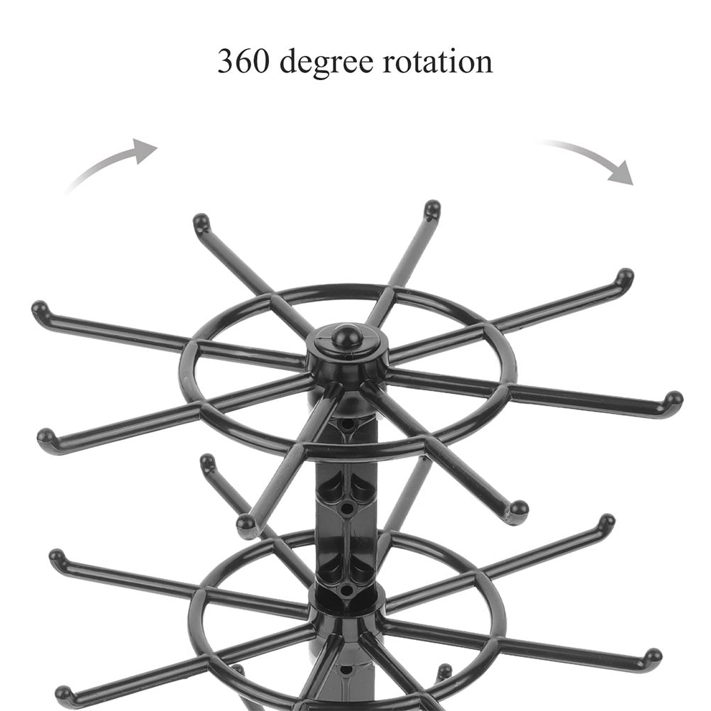 2pcs Black Plastic 3 Tier Rotating Jewelry Display Stand for Necklace Earring Keychain Organizer at Retail Vendor Events