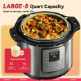 thumbnail image 5 of CARORI 1200W 12-in-1 Electric Pressure Cooker 8Qt, Stainless Steel Pressure Cooker, Slow Cook Rice Cooker Steamer Sauté, Yogurt Maker, Warmer & Sterilizer with Recipe, Safer Venting Design, Silver, 5 of 12