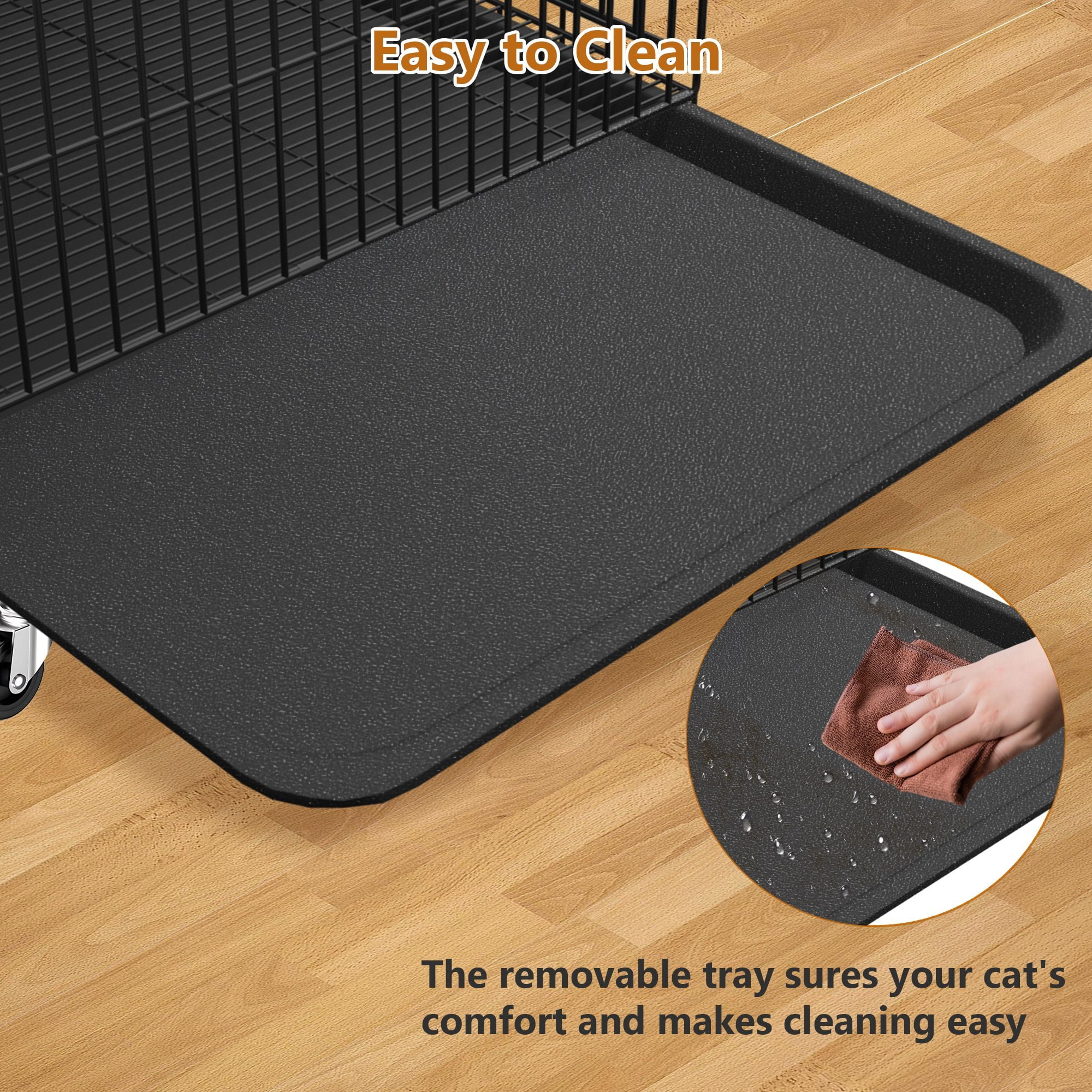 SQIREP Collapsible Cat Cage with Storage Cube Indoor Catio Cat Enclosures Metal Cat Playpen with Large Hammock for 1-4 Cats 4 Tiers Cat Kennel