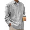 thumbnail image 7 of 2026 Men's Casual Loose Solid Color Corduroy Lapel Shirt Jacket, 7 of 7