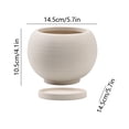 thumbnail image 3 of Ceramic Vase with Tray Spherical Striped Flower Pot Planter Desktop Flower Vase for Home Decor Matte Solid Color Tabletop Vase for Fresh Or Dry Flowers for Kitchen Office Shelf 5.71X5.71X4.13 inch, 3 of 6