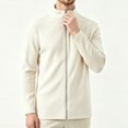 thumbnail image 2 of LODIENY Men Full Zip Cardigan Sweater Stand Collar Regular Fit Ribbed Knit Thermal Sweaters Long Sleeve Baggy Casual Fall Winter Outfits White XXL, 2 of 7