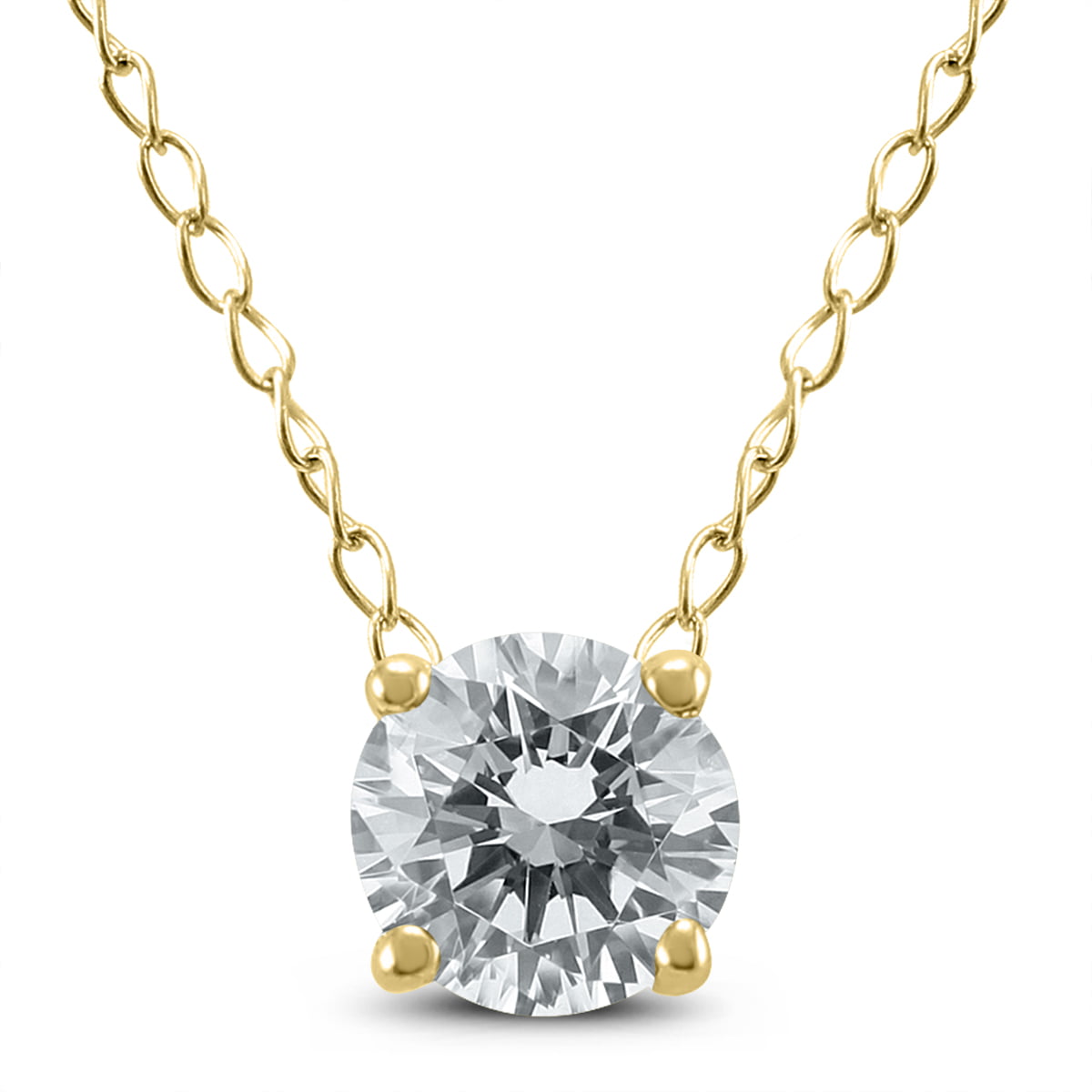 Szul Jewelry 1/4 Carat Floating Round Diamond Solitaire Necklace in 14K Yellow Gold (JKL