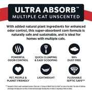 World’s Best Cat Litter® Ultra Absorb™ Unscented, Made from Corn, Quick Clumping, Flushable, 99% Dust Free, Long-Lasting Odor Control & Easy Scooping, 8 Pound Bag