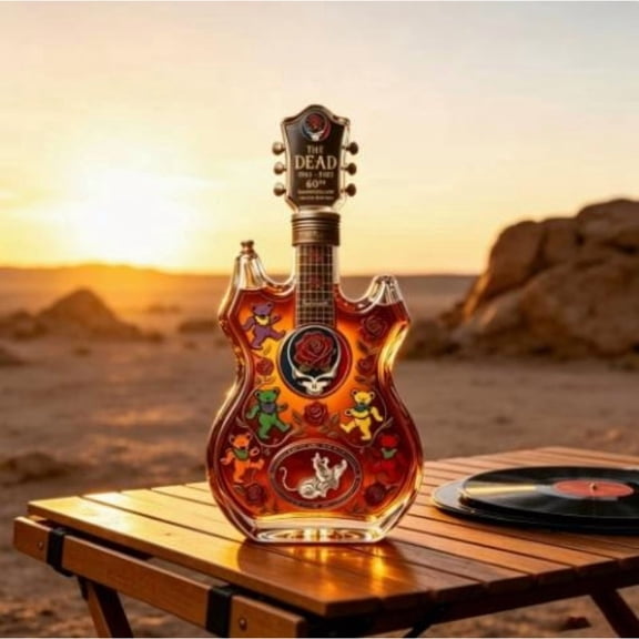 390ml 3D Guitar Whiskey Decanter 13oz Lead-Free Glass Liquor Bottle Music Gift