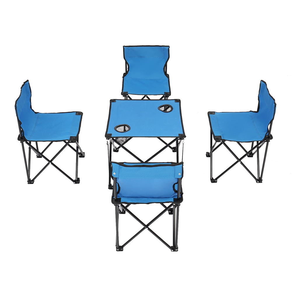 Lowestbest Camping Folding Table and Chair Set, Portable Outdoor Folding Table and Chair, Blue Lowestbest Camping Folding Table and Chair Set, Portable Outdoor Folding Table and Chair, Blue
