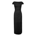 thumbnail image 5 of Wsysadlol Dresses for Women Women Elegant Summer Solid Knit Maxi Dress Pleated Neckline Slim Fit Long Dress For Formal Occasions & Evening Party, 5 of 6