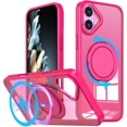 thumbnail image 1 of KOMI Étui Anneau Magnétique pour iPhone 16 Plus, Compatible avec MagSafe avec Support Anneau à 360°, Étui de Protection Antichoc pour iPhone 16 Plus Rose, 1 of 5