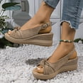 thumbnail image 4 of Mepaouo Womens Slingback Wedge Sandals Summer Beach Dressy Shoes Peep Toe Platform Slip on Sandals, 4 of 8