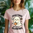 thumbnail image 5 of Dead Tired But Still Glowing Shirt | Funny Ghost Graphic Tee | Unisex Casual T-Shirt, CarolinaBlue, Size 3XL, 5 of 6