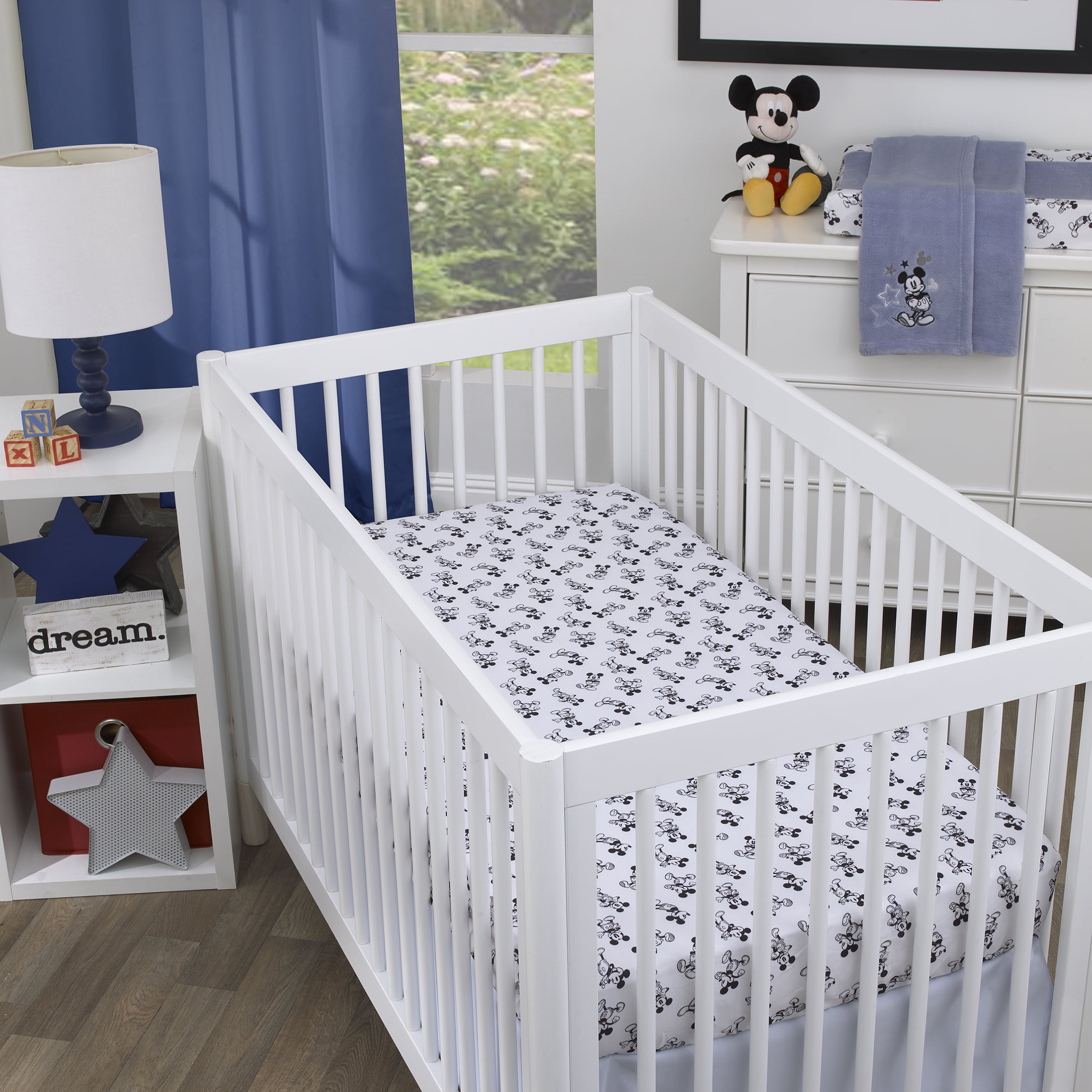 Disney Mickey Mouse 3-Piece Crib Bedding Set, Crib, Blue, Timeless Mickey Collection