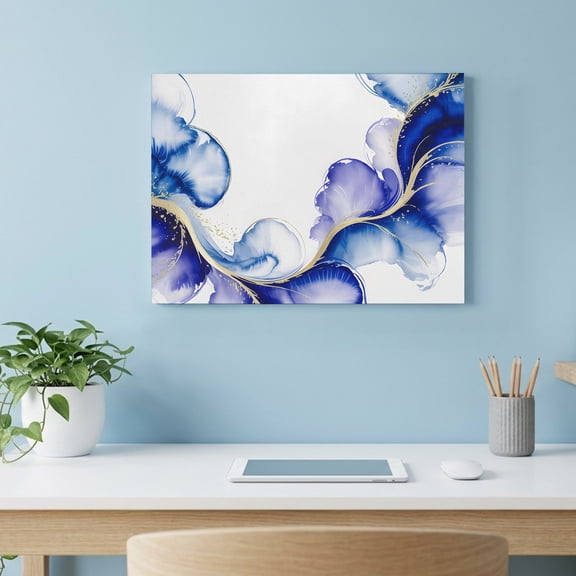 Abstract Art Canvas Wall Art, Watercolor Purple Water Wave Gradient Modern Wall Art Prints Artwork Framed Canvas Ready to Hang Art Pictures for Kitchen Living Room Bedroom Hallway 28" x 22"