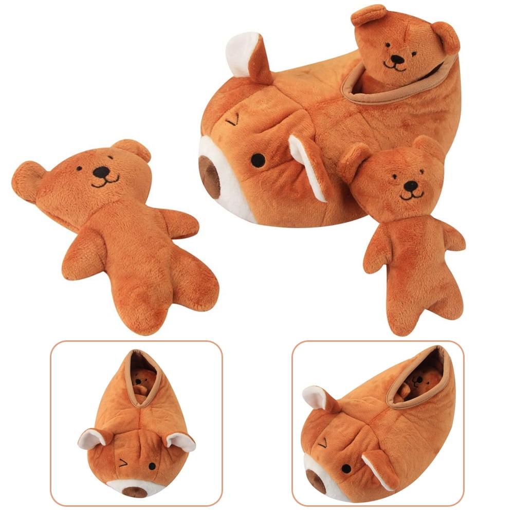 OUSITAI Hide and Seek Dog Toy Durable Squeaky Plush Bear Pet Toy Puzzle Interactive Game For Puppy, Small, Medium, Large Dogs