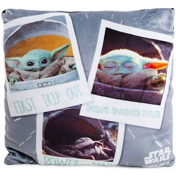 Disney Star Wars The Mandalorian Baby Yoda The Child Squishy Plush Throw Pillow - 12x12 inches