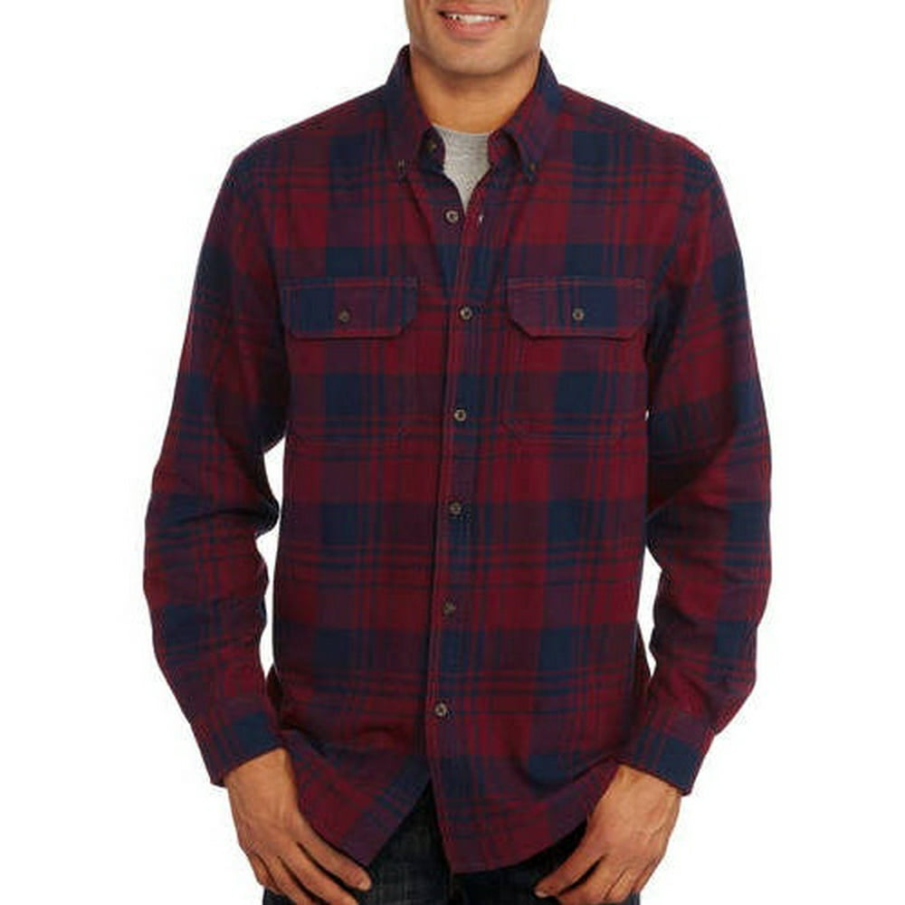 Faded Glory - Men's Long Sleeve 2 Pocket Flannel Shirt - Walmart.com ...