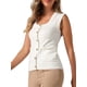 thumbnail image 4 of Chaleco sin mangas de cuello cuadrado para mujer INSPIRE CHIC, con botones, casual, talla XS, color blanco, 4 of 6