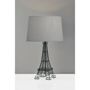 Simplee Adesso Eiffel Tower 25.5 Transitional Black Table Lamp with Grey Drum Shade