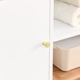 thumbnail image 2 of Primary Living Space Cabinets Colorblocking Storage Cabinet with Solid Wood Base & feet, Floor Cabinet for Bedroom Living Room Nursery Home Office Reception Entrance, Bookcases for , Bathroom, 2 of 7