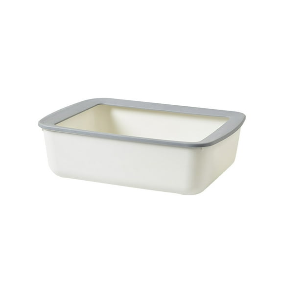 Large Cat Litter Box Kitten Litter Pan Rabbit Plastic Litter Tray for Easy Cleaning, Hamster/Guinea Pig/Hedgehog Travel Toilet Pan (White)