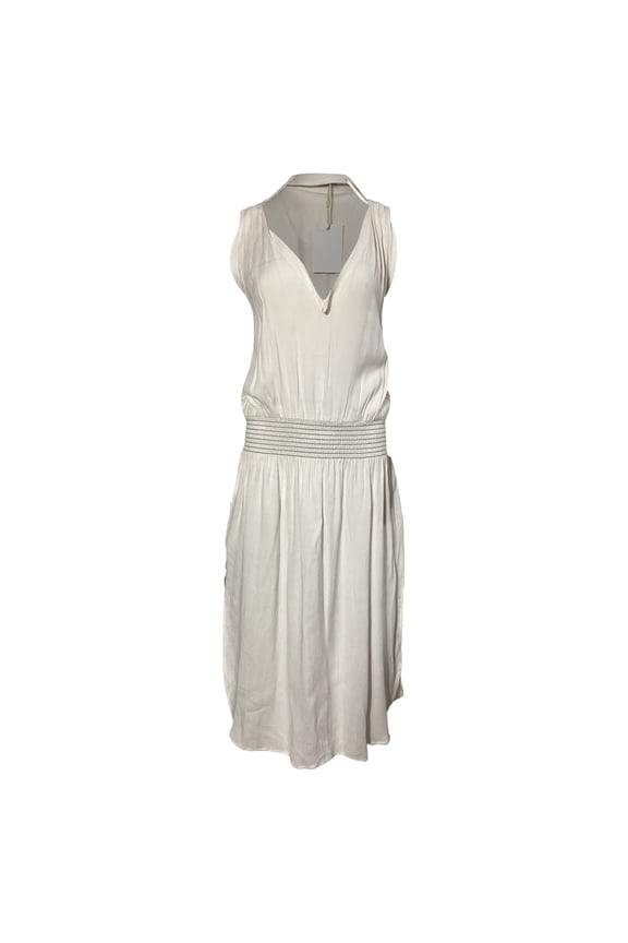 Pre-Owned Totême Plunged Shirred Waist Midi Dress in White Viscose