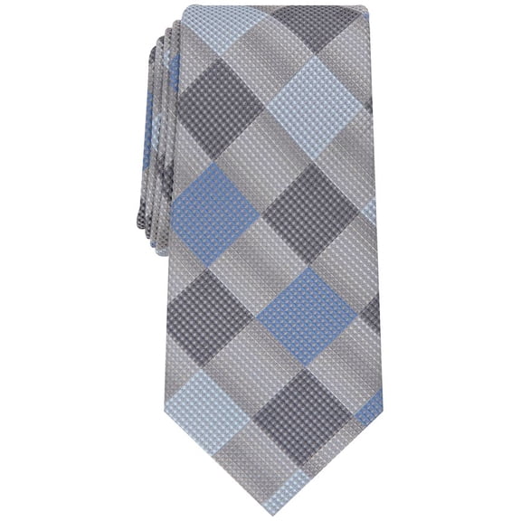 Perry Ellis Men's Marisett Classic Geo Check Tie Gray Size Regular