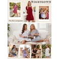 thumbnail image 4 of SHOWMALL Nightgowns for Plus Women Soft Short Sleeve Pajama Dress with Pockets for Sleep NightWine Red 1X, 4 of 8
