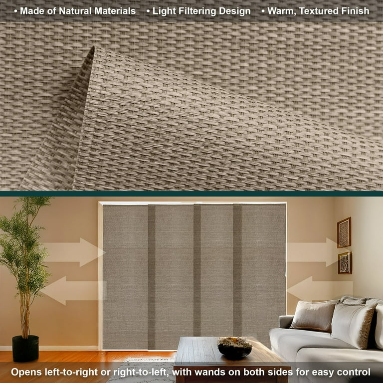 Chicology Adjustable Sliding Panel Blinds. Woven Truffle, 46
