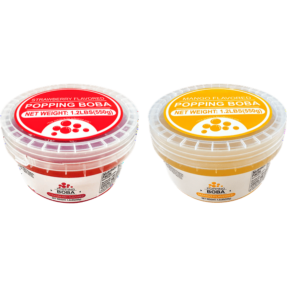 Soeos popping boba 550g, pack of 2 (strawberry mango)