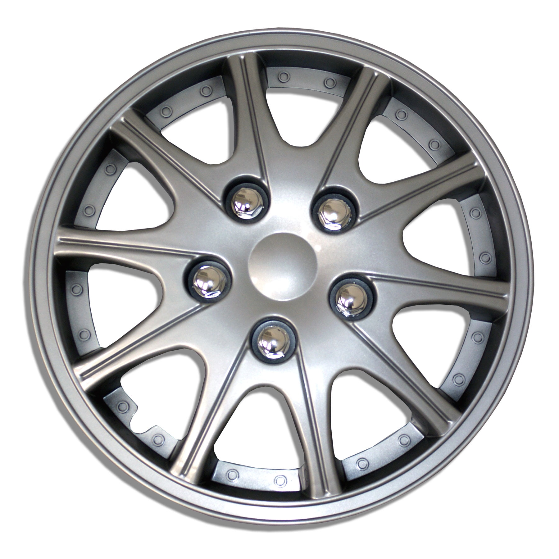 Set of 4 Metallic Silver Hubcaps 14" WSC005S14 Hub Caps Wheel Skin