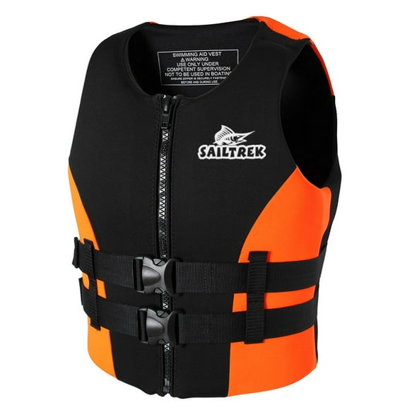 SAILTREK Neoprene Flotation Vest for Fishing and Water Sports, Orange, Size XL, Soft Foam Interior for Comfort and Safety