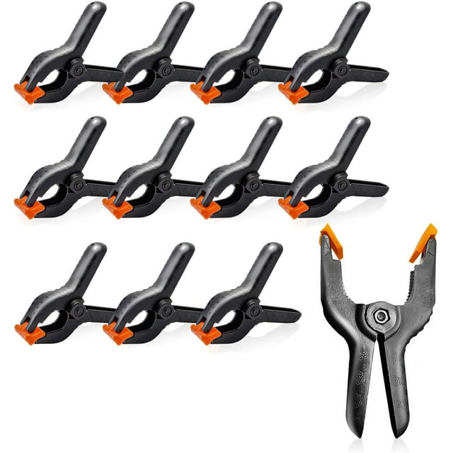 LimoStudio 12 PCS Black Nylon Muslin/Paper Photo Backdrop Background Clamps, 3.75 inch with Camera Adapter Clamps,