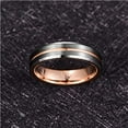 thumbnail image 3 of 6mm Tungsten Wedding Band for Women Men Rose Gold Plated Groove Polished Beveled Edge Comfort Fit Size 7-12, 3 of 6