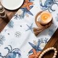 thumbnail image 3 of CrabCoastal Table Runner 72 Inches, Summer Beach Coral Starfish Blue Ombre Bed Runner Dresser Scarves Tabletop for Indoor Outdoor Parties/Ceremony/Banquet, 14" x 72", 3 of 9