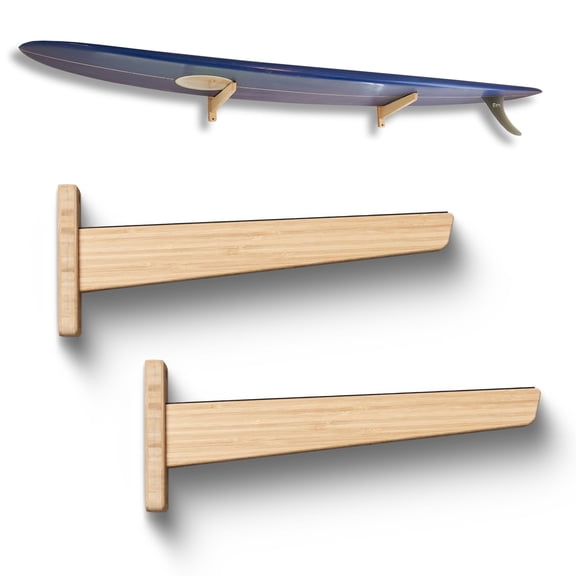 Vagabond Racks Bamboo Surfboard Wall Rack – Horizontal Wall Mount Shelf for Surfboards – Indoor Display Storage, Easy Install, Holds Up to 35 lbs