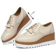 thumbnail image 2 of DADAWEN Women's Platform Oxford Shoes Fashion Tassels Square-Toe Lace-up Shoes Wedge Heel Beige 5 US, 2 of 7