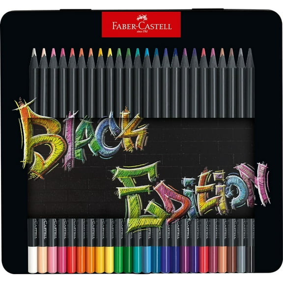 Faber-Castell Coloring Pencils - Black Edition - Tin of 24
