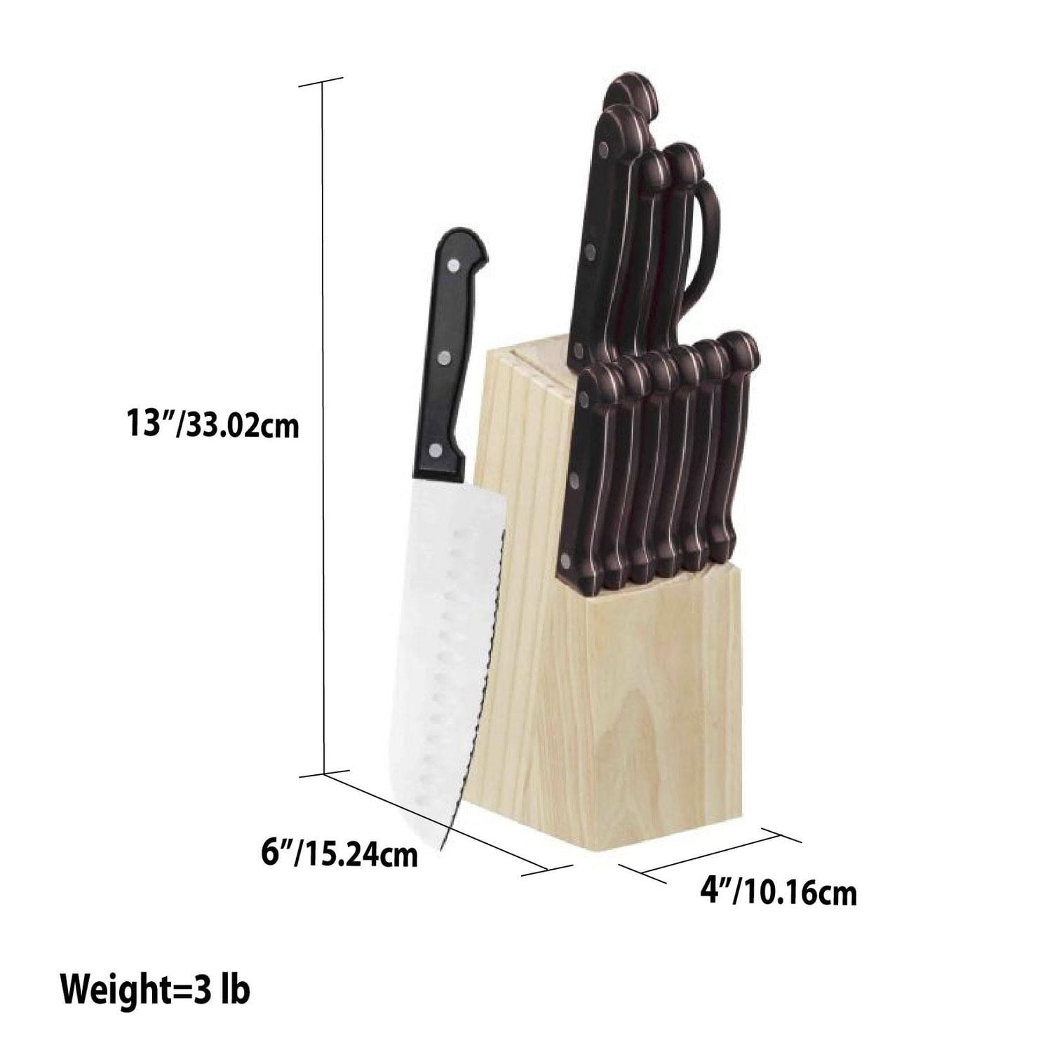 13 Piece Knife Set with Block in Black