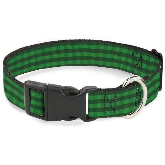 Buckle-Down Pet Collar, Dog Collar Plastic Buckle, Christmas Pajama Plaid Greens, 7 to 8.5 Inches 0.5 Inch Wide