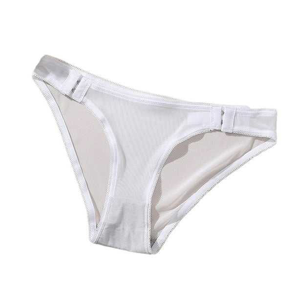 Gibobby Braguita cintura alta Calzoncillos encaje sexy para mujer Calzoncillos gancho malla transparente para mujer Calzoncillos transpirables cintura sin (Blanco, S)