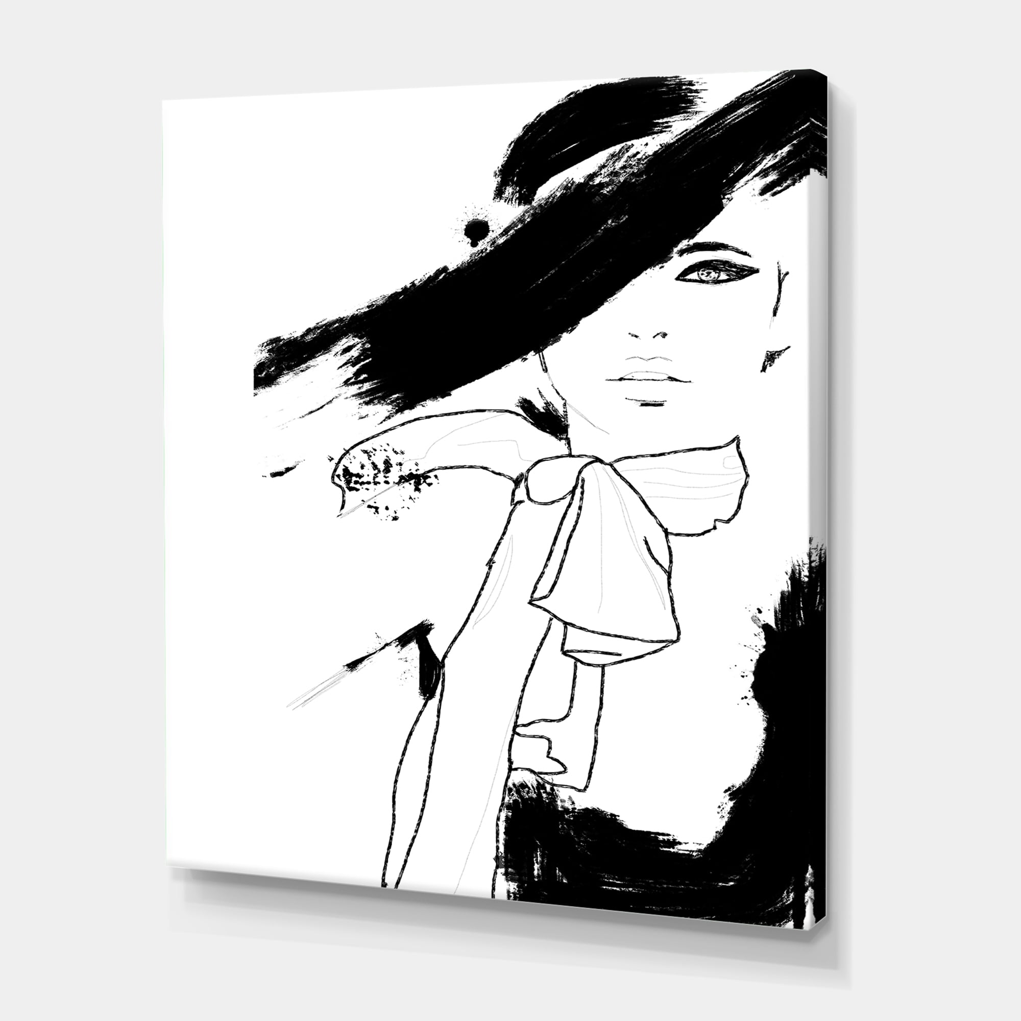 Designart ' Beautiful Black and White Model Haute Couture Fashion Woman I ' Modern Canvas Wall Art Print