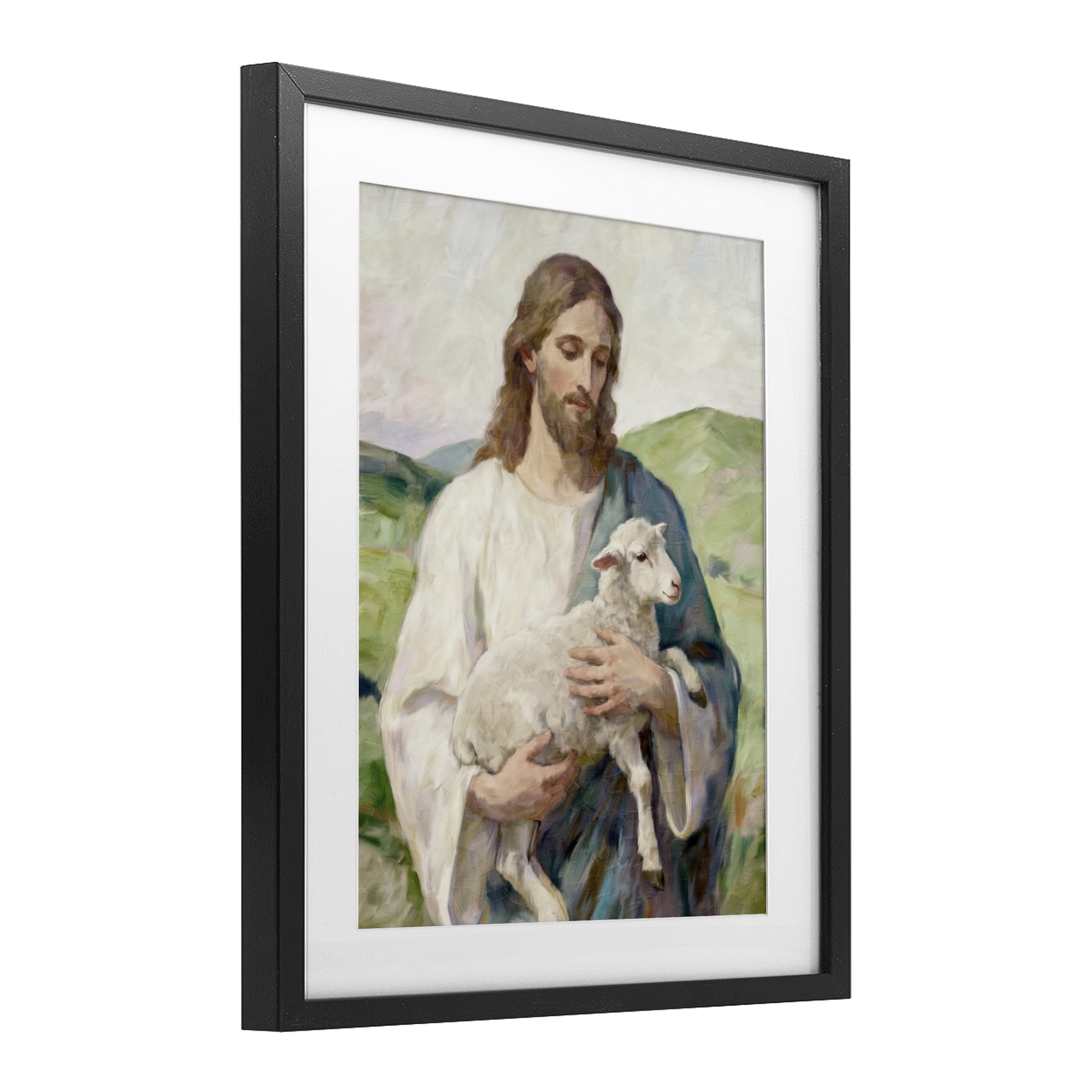 Stupell Industries Little Lamb & Spiritual Figure Black Framed Print Under Glass, design by Kim Allen