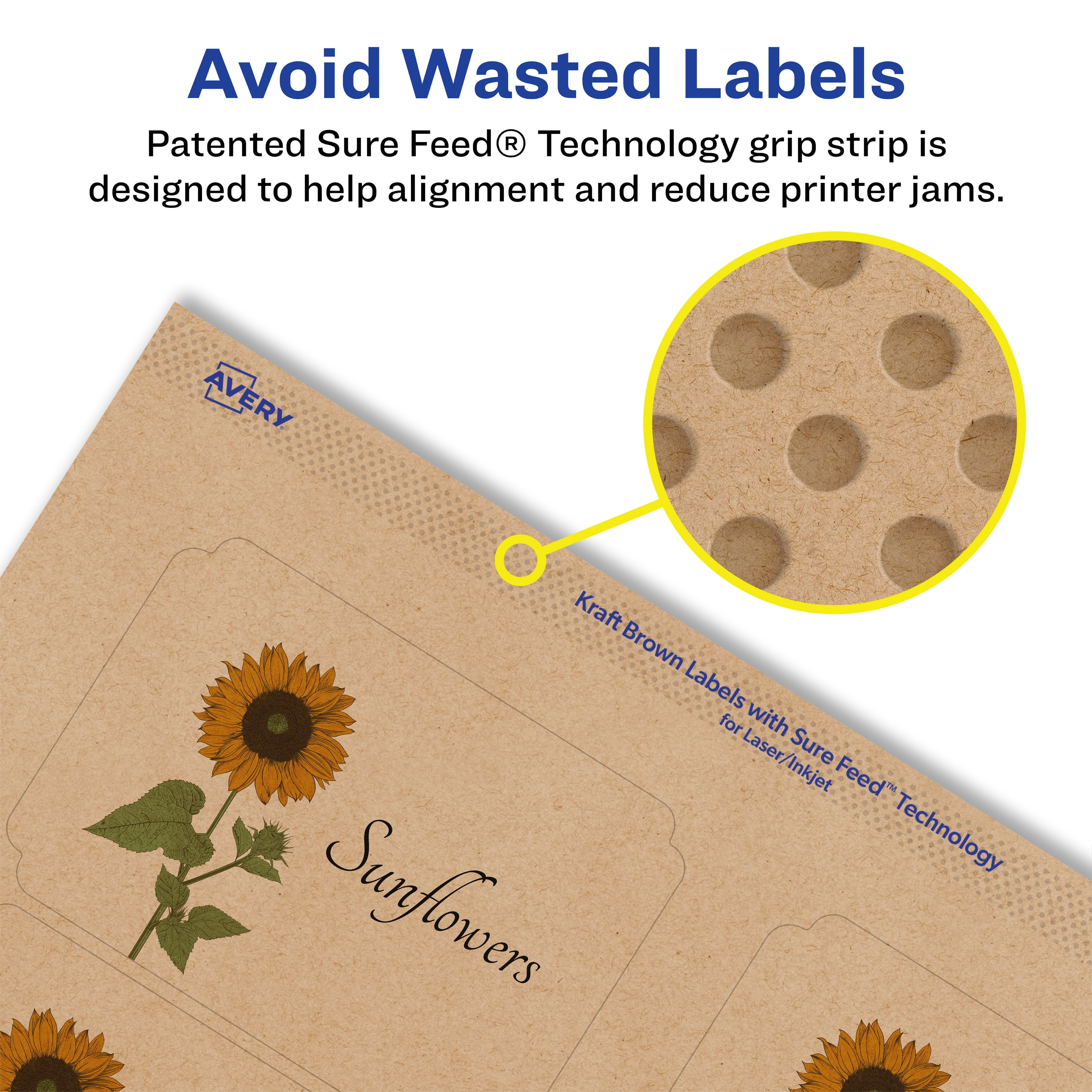 Avery Kraft Brown Rectangle Scalloped Labels, 2" x 3", 200 Labels