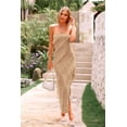 thumbnail image 3 of Vestido PRETTYGARDEN sin tirantes con volantes largo cóctel albaricoque XL, 3 of 8