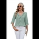 thumbnail image 3 of Blusas Informales Elegantes para Mujer, con Mangas 3/4, Cuello en V y Volantes, Verde , Talla XXL., 3 of 7