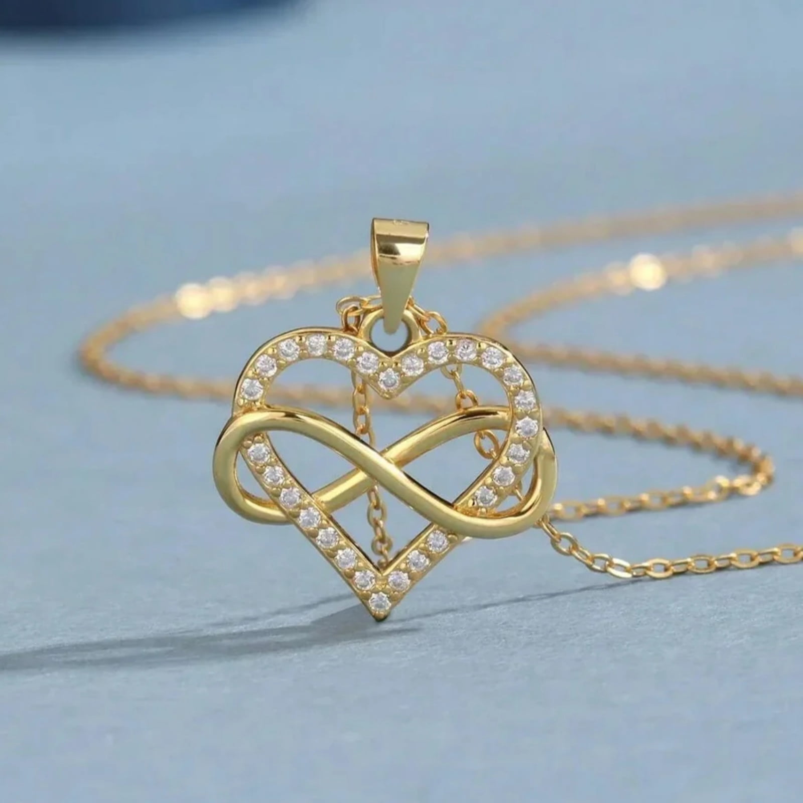 SFTING Necklaces for Woman Infinity Pendant Love Heart Necklace Silver 18K Plated Valentine Gift for Her