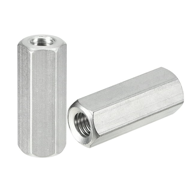 Unique Bargains M8 x 1.25-Pitch 35mm Length Coupling Nuts, 6 Pack 304 Stainless Steel Metric Hex Rod Coupling Nuts