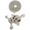 thumbnail image 3 of Stone Stud Hazardous Scared Skull Pendant with 4mm 30" Cuban Chain Necklace in Silver-Tone, 3 of 4