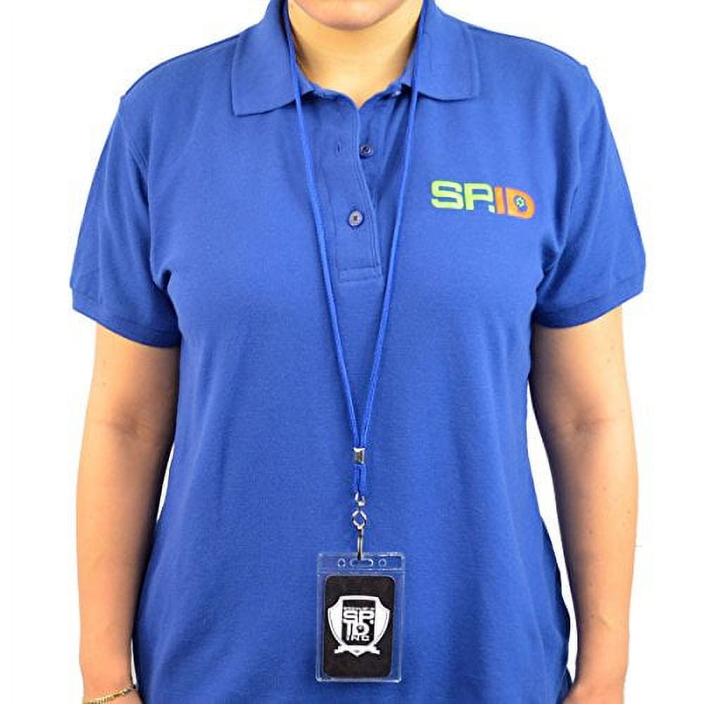 25 Pack - Premium Name Tag Badge Holders with Lanyards - Vertical Clear Plastic Card Pouch and Lanyard Holder for School and Events by Specialist ID (Royal Blue)