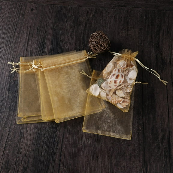 GOOHOCHY  100 Pcs Wedding Sugar Gauze Bag Gift Bags Birthday for Presents Golden