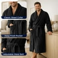 thumbnail image 4 of Dan River Bathrobe for Men and Women One Size Lightweight Cotton Terry Cloth Robe - Black, 4 of 10